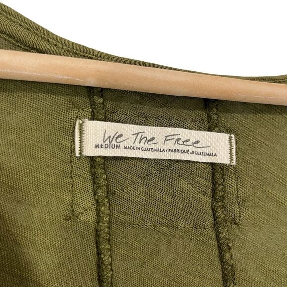Free People Olive Green Sunny Days Ahead Tee Shirt Top M - Picture 3 of 8